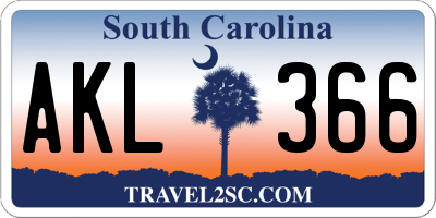 SC license plate AKL366
