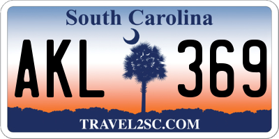 SC license plate AKL369