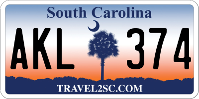 SC license plate AKL374
