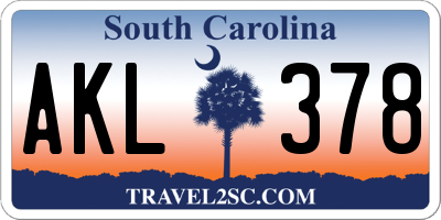SC license plate AKL378