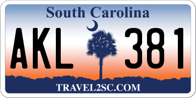 SC license plate AKL381