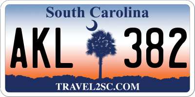 SC license plate AKL382