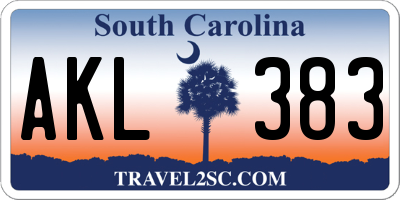 SC license plate AKL383