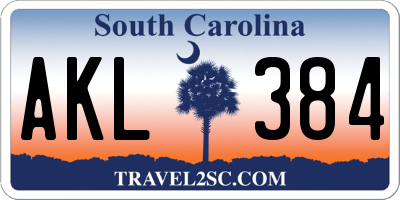 SC license plate AKL384