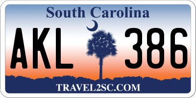 SC license plate AKL386