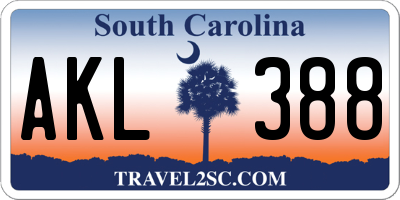 SC license plate AKL388