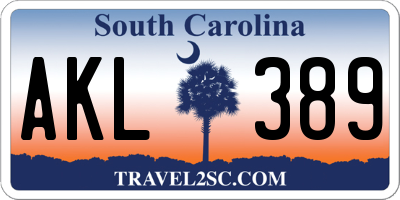 SC license plate AKL389