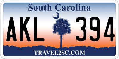 SC license plate AKL394
