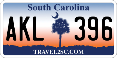 SC license plate AKL396