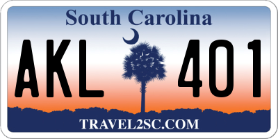 SC license plate AKL401