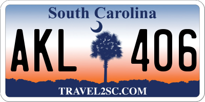 SC license plate AKL406