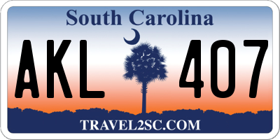 SC license plate AKL407