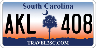 SC license plate AKL408