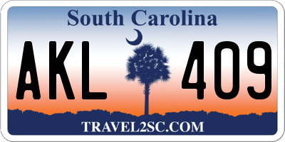 SC license plate AKL409