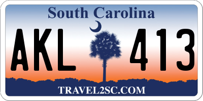 SC license plate AKL413