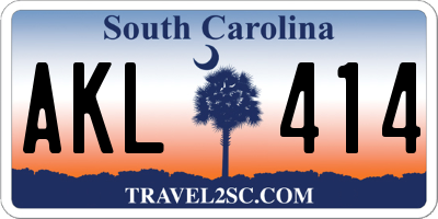 SC license plate AKL414