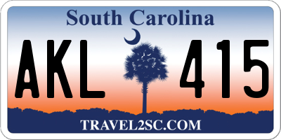 SC license plate AKL415