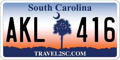 SC license plate AKL416