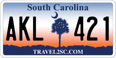 SC license plate AKL421