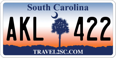 SC license plate AKL422
