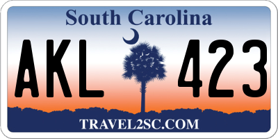 SC license plate AKL423