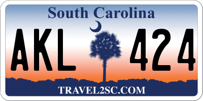 SC license plate AKL424
