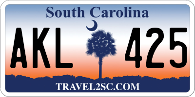 SC license plate AKL425