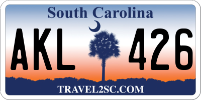 SC license plate AKL426
