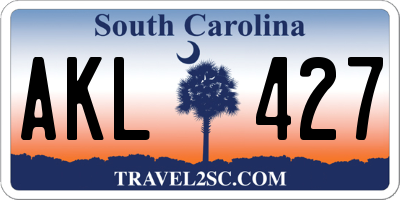 SC license plate AKL427