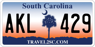 SC license plate AKL429