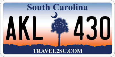SC license plate AKL430