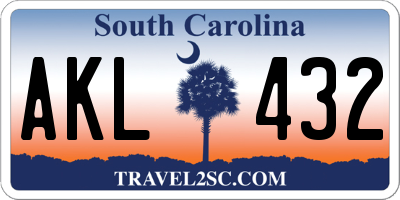 SC license plate AKL432