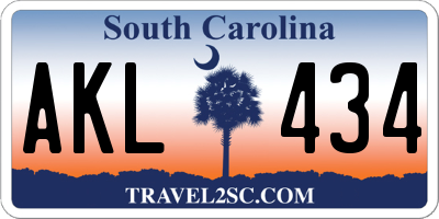 SC license plate AKL434