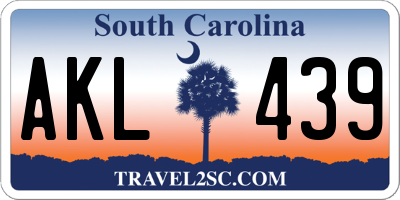 SC license plate AKL439