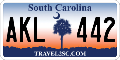 SC license plate AKL442