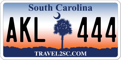 SC license plate AKL444
