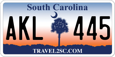 SC license plate AKL445