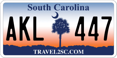 SC license plate AKL447