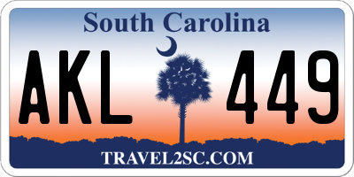 SC license plate AKL449