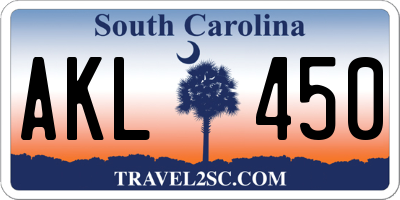 SC license plate AKL450