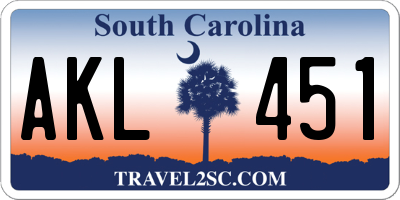SC license plate AKL451