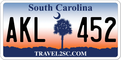 SC license plate AKL452