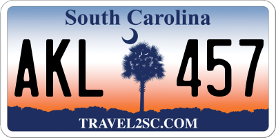 SC license plate AKL457