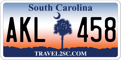 SC license plate AKL458