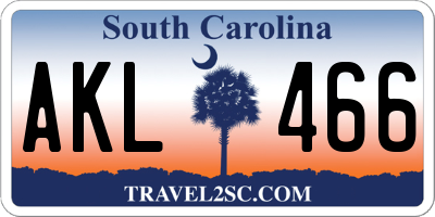 SC license plate AKL466