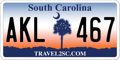 SC license plate AKL467