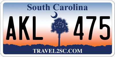 SC license plate AKL475