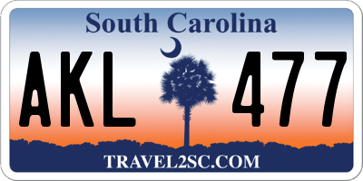 SC license plate AKL477
