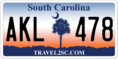 SC license plate AKL478