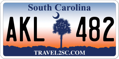 SC license plate AKL482